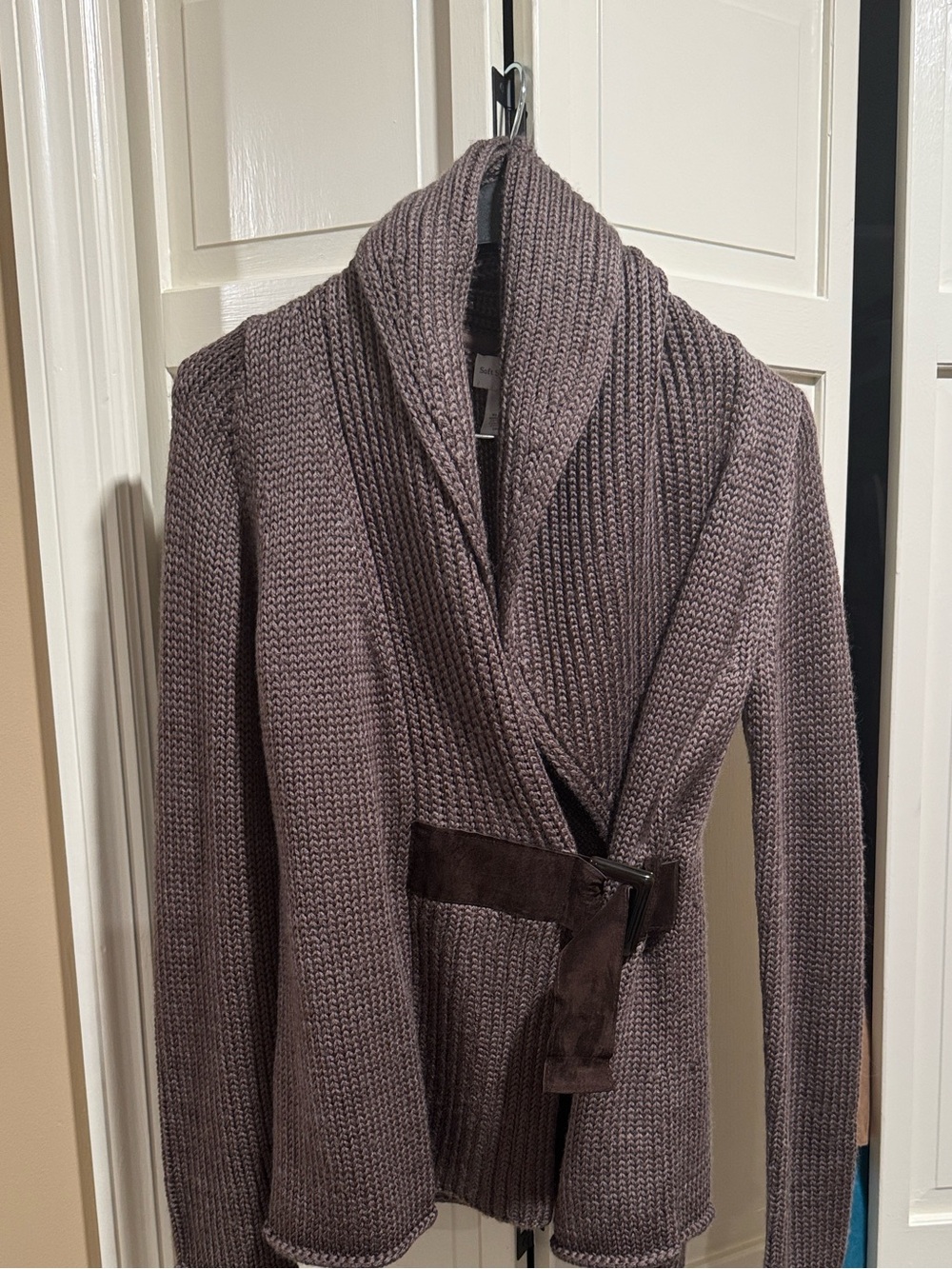 Soft Surroundings Shawl Collar Knit Cardigan Jacket - Mauve Taupe
